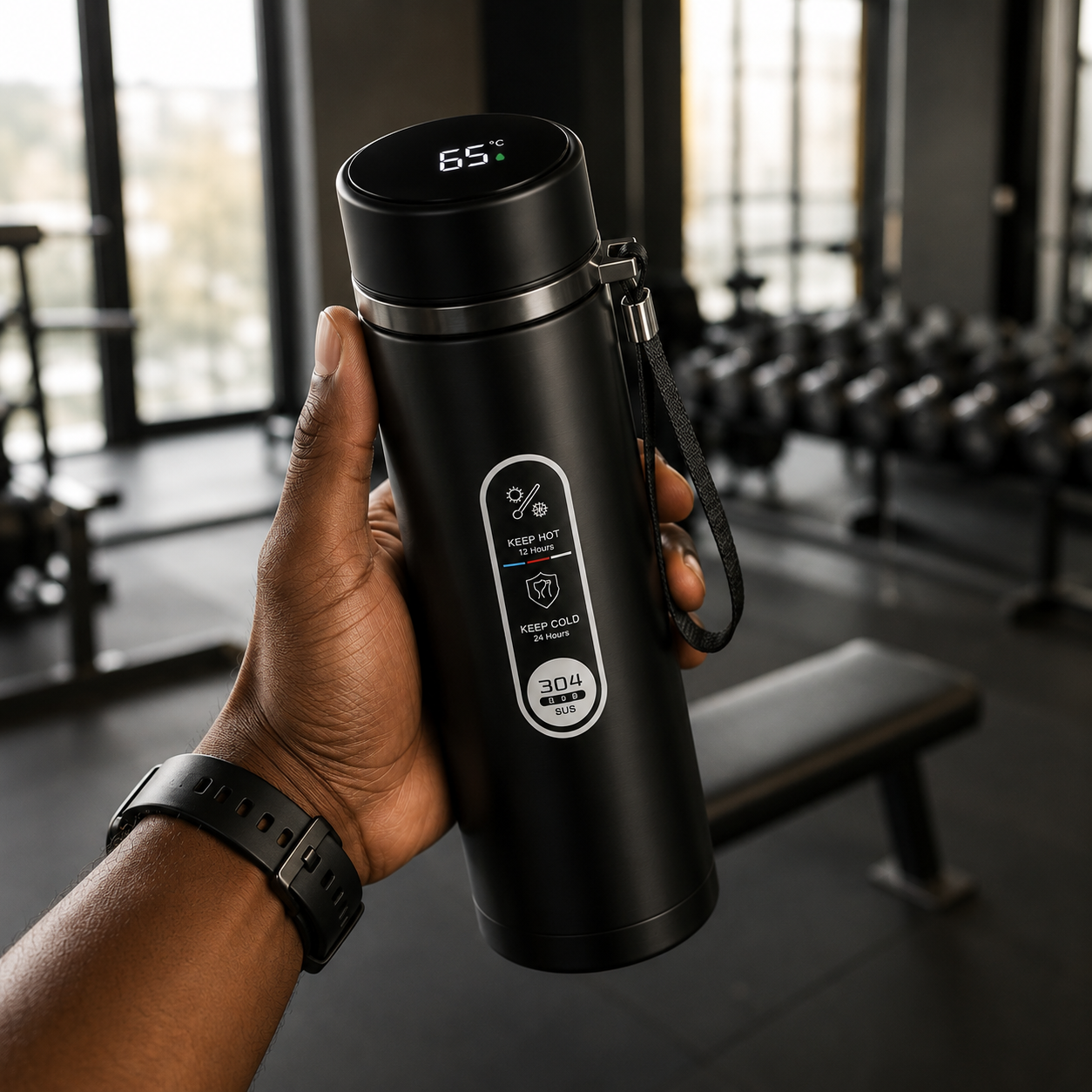 Bouteille Isotherme LED SoftAura 500ml-1L | Acier SUS304 Sous Vide